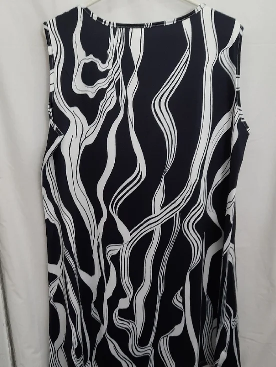 Women’s Black & White Sleeveless Wave-Print Top - Size XXL - Picture 11 of 11